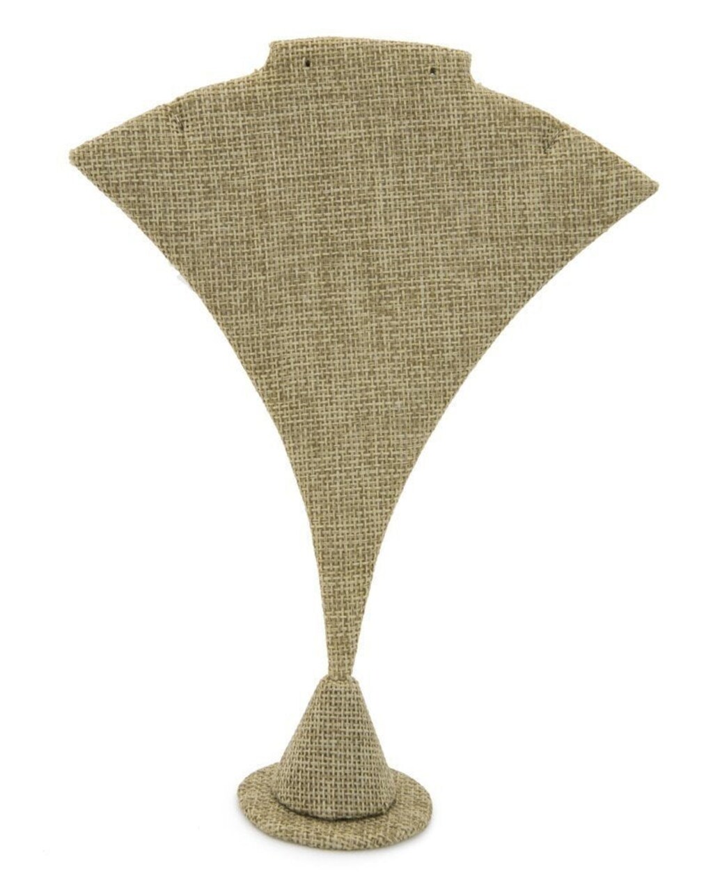 7 Inch Tall Burlap Covered Pendant Necklace and Earring Jewelry Display Stand